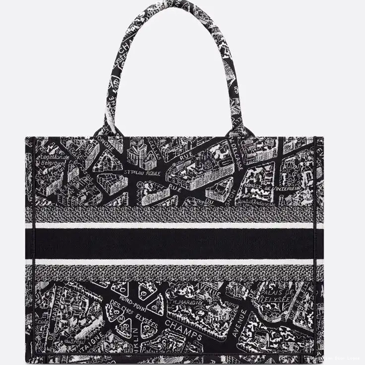 Cheap Canvas Dior Plan Book Paris de Motif Black Tote 0406 Luxury